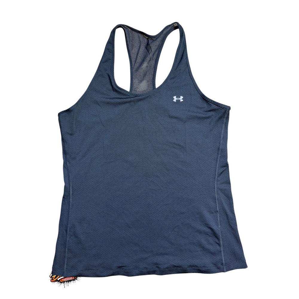 Under Armour HeatGear Racerback Tank Top Black Mesh Athletic Gym Women Small